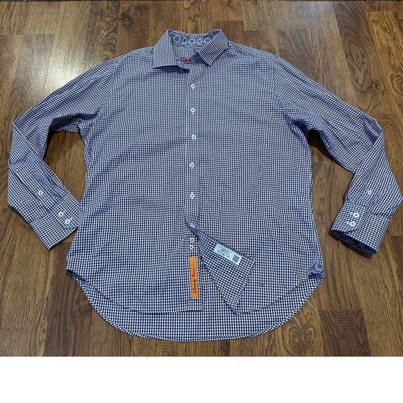 Robert Graham Men's Plaid Paisley Flip Cuff Shirt Purple Size Large Bold Casual - Picture 1 of 12